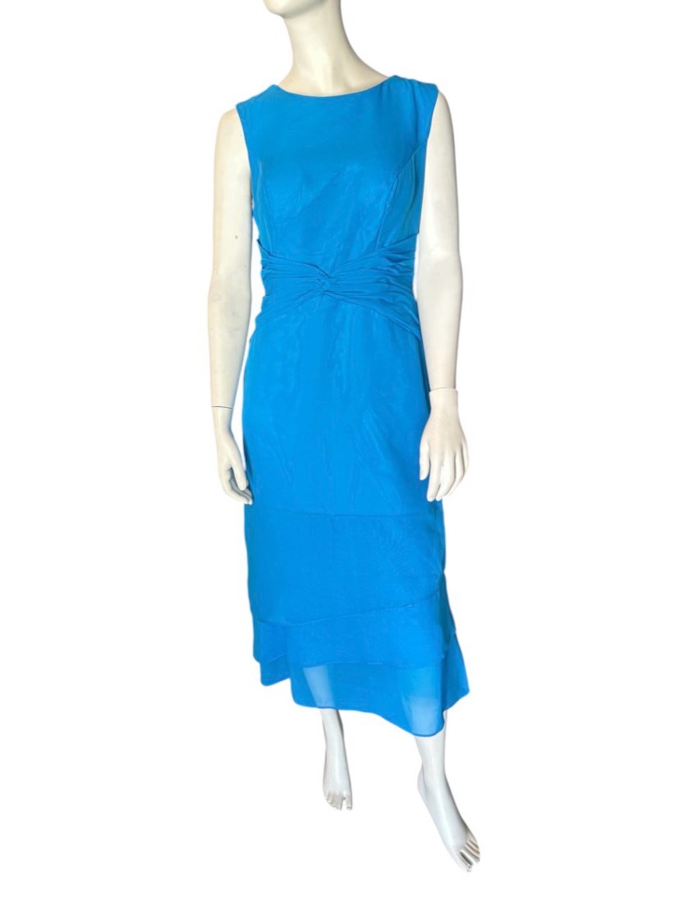 Gown Gallery Sleeveless Midi Dress with Gathered Waist Blue Size 10 NWT